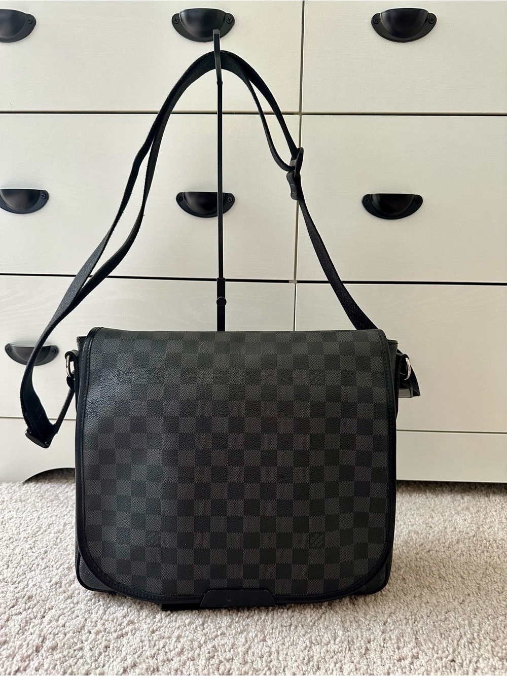 Louis Vuitton Graphite Damier Messenger Bag in Black (MM)